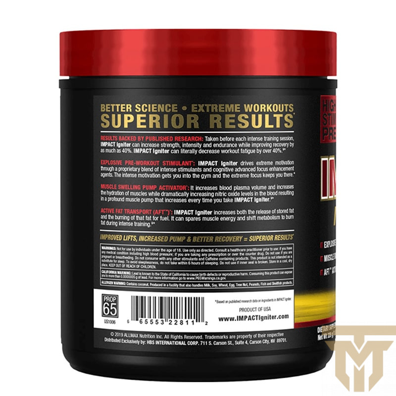 پمپ ایمپکت ایگنایتر آلمکسImpact Igniter Pre Workout - Allmax Nutrition پمپ ایمپکت ایگنایتر آلمکسImpact Igniter Pre Workout – Allmax Nutrition